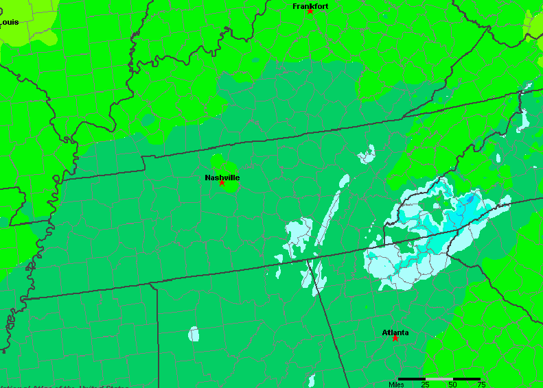 The State of Tennessee Yearly Average Precipitation