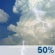Thursday: A chance of showers and thunderstorms.  Partly sunny, with a high near 85. Chance of precipitation is 50%.