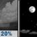 Tonight: A 20 percent chance of showers before 9pm.  Partly cloudy, with a low around 57. South southeast wind around 6 mph becoming west in the evening. 