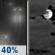 Thursday Night: A chance of rain before 10pm.  Mostly cloudy, with a low around 43. Chance of precipitation is 40%.
