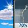 Tuesday: Showers and thunderstorms likely after noon.  Partly sunny, with a high near 82. Chance of precipitation is 70%.