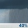 Wednesday: A chance of rain and thunderstorms before 2pm, then a chance of showers and thunderstorms, mainly after 4pm. Partly sunny, with a high near 64. Calm wind becoming west southwest around 5 mph. Chance of precipitation is 40%. Wednesday: A chance of rain and thunderstorms before 2pm, then a chance of showers and thunderstorms, mainly after 4pm. Partly sunny, with a high near 64. Calm wind becoming west southwest around 5 mph. Chance of precipitation is 40%.